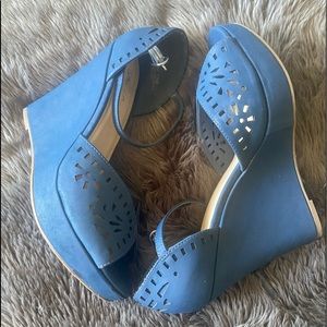 Gorgeous, handcrafted, blue platform heels